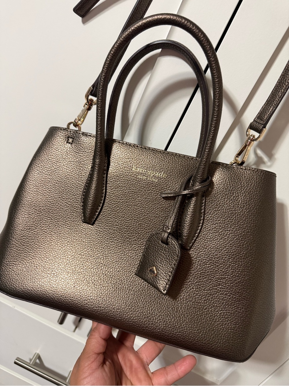kate spade Metallic Brown Pebbled Leather Satchel